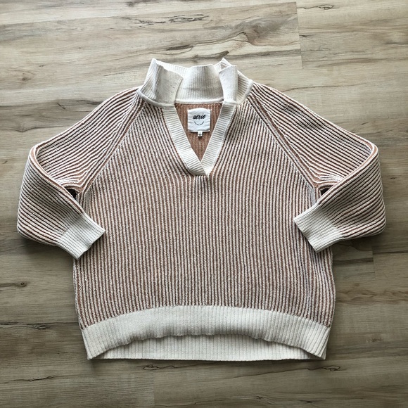 aerie Sweaters - Aerie Cream and Brown Cowl Neck Sweater